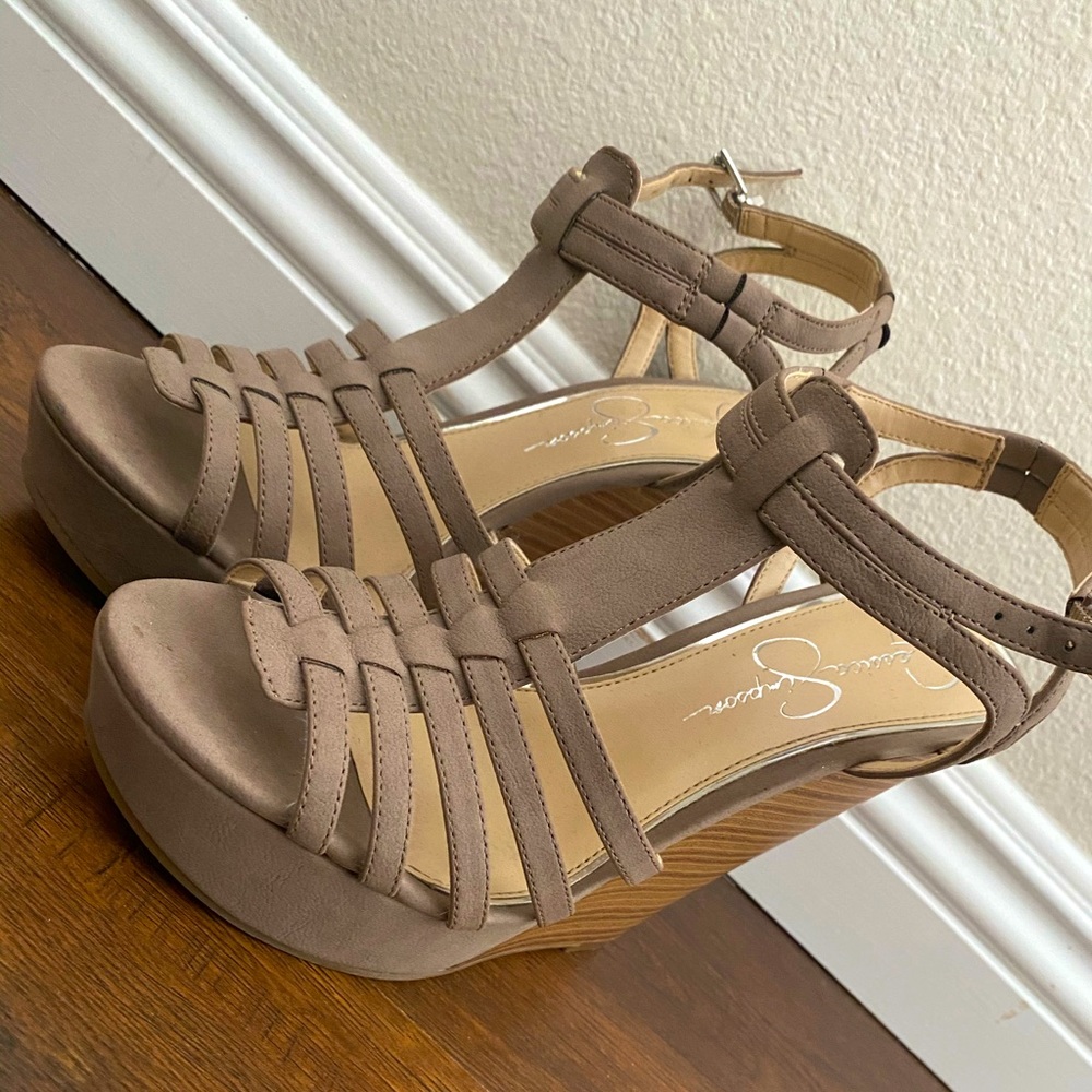 Jessica Simpson gray wedges